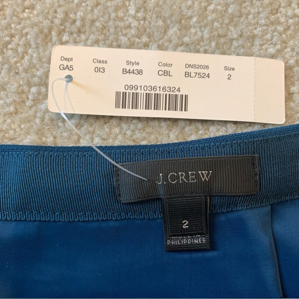 J.Crew Box Pleat Crepe Mini Skirt NWT in Teal Caravan Blue - Size 2 - Picture 3 of 10